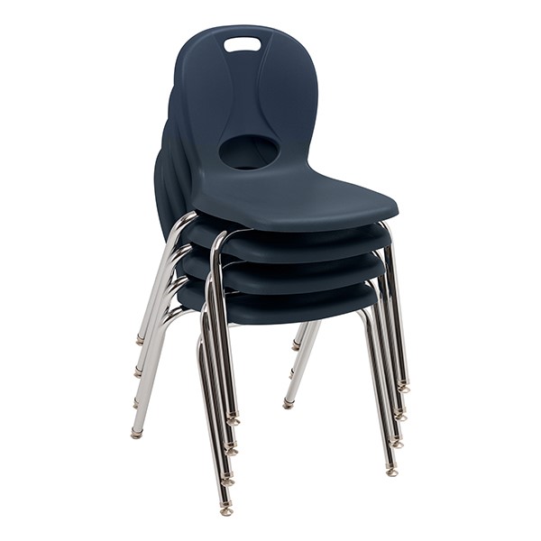 Open Front Desk w/ Color Book Box and Silver Mist Frame and 18-Inch Structure Series School Chair Set - Chairs - Stacked
