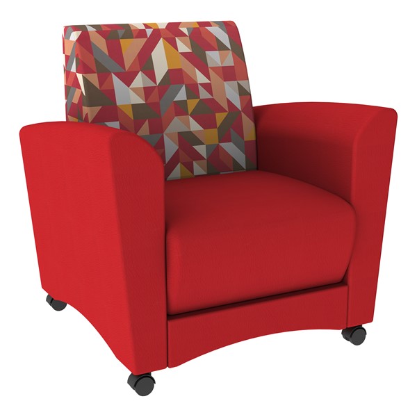 Shapes Series II Common Area Chair (Grade 3 Material) Angle Pepper w/ Red