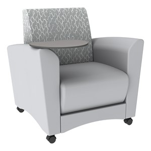 Shapes Series II Common Area Chair w/ Tablet Arm - Charlotte Silver/Cool Gray w/ Cosmic Strandz Tablet