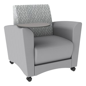 Shapes Series II Common Area Chair w/ Tablet Arm - Charlotte Silver/Light Gray w/ Cosmic Strandz Tablet