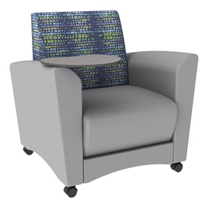 Shapes Series II Common Area Chair w/ Tablet Arm - Telegraph Indigo/Light Gray w/ Cosmic Strandz Tablet