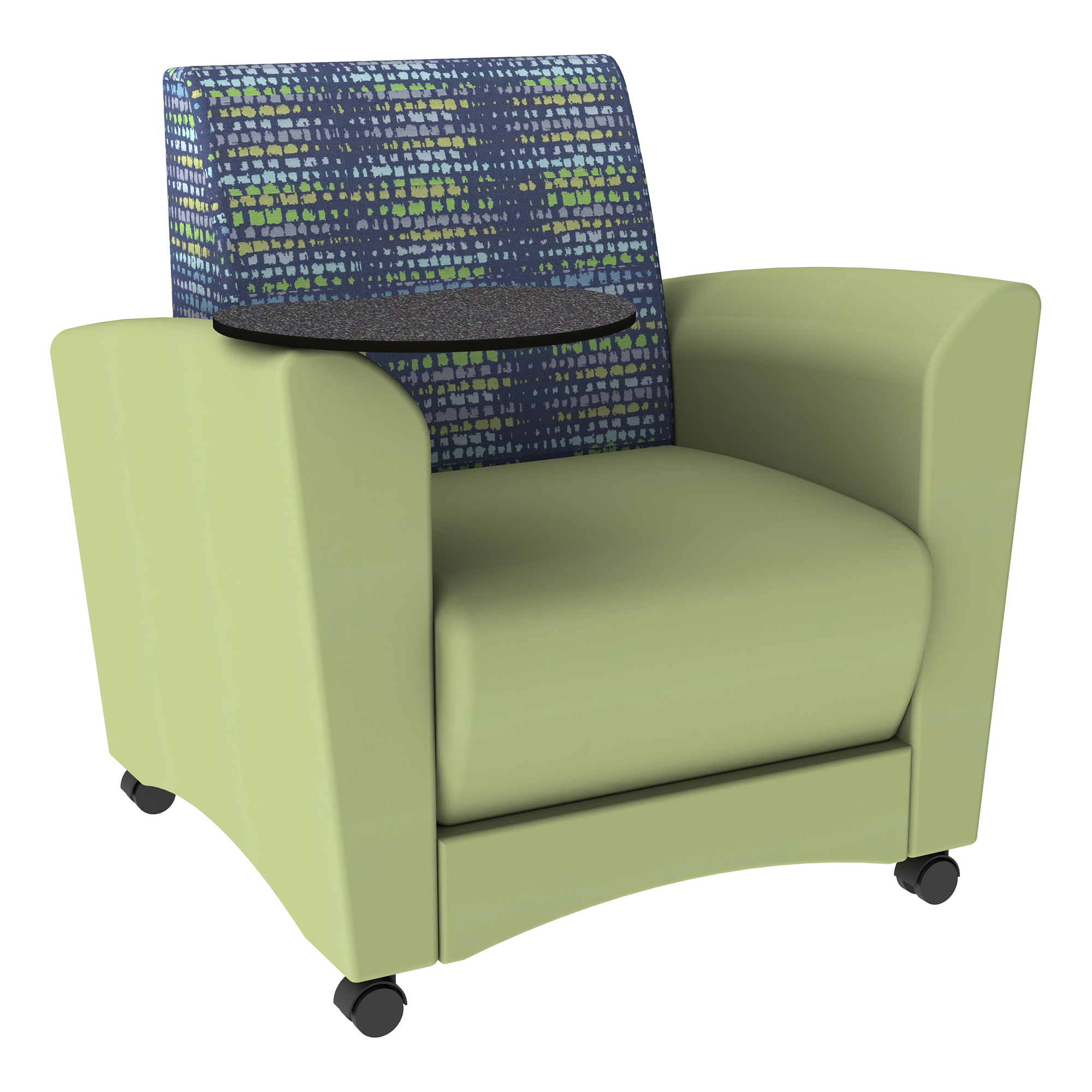 Shapes Series II Common Area Chair w/ Tablet Arm - Telegraph Indigo/Fern Green w/ Graphite Tablet