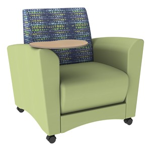 Shapes Series II Common Area Chair w/ Tablet Arm - Telegraph Indigo/Fern Green w/ Maple Tablet