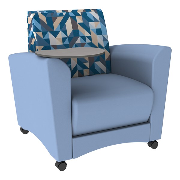 Shapes Series II Common Area Chair w/ Tablet Arm - Angle Midnight/Powder Blue w/ Cosmic Strandz Tablet