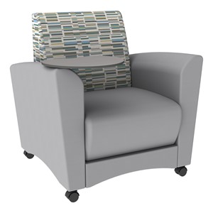 Shapes Series II Common Area Chair w/ Tablet Arm - Bandwidth Circuit/Light Gray w/ Cosmic Strandz Tablet