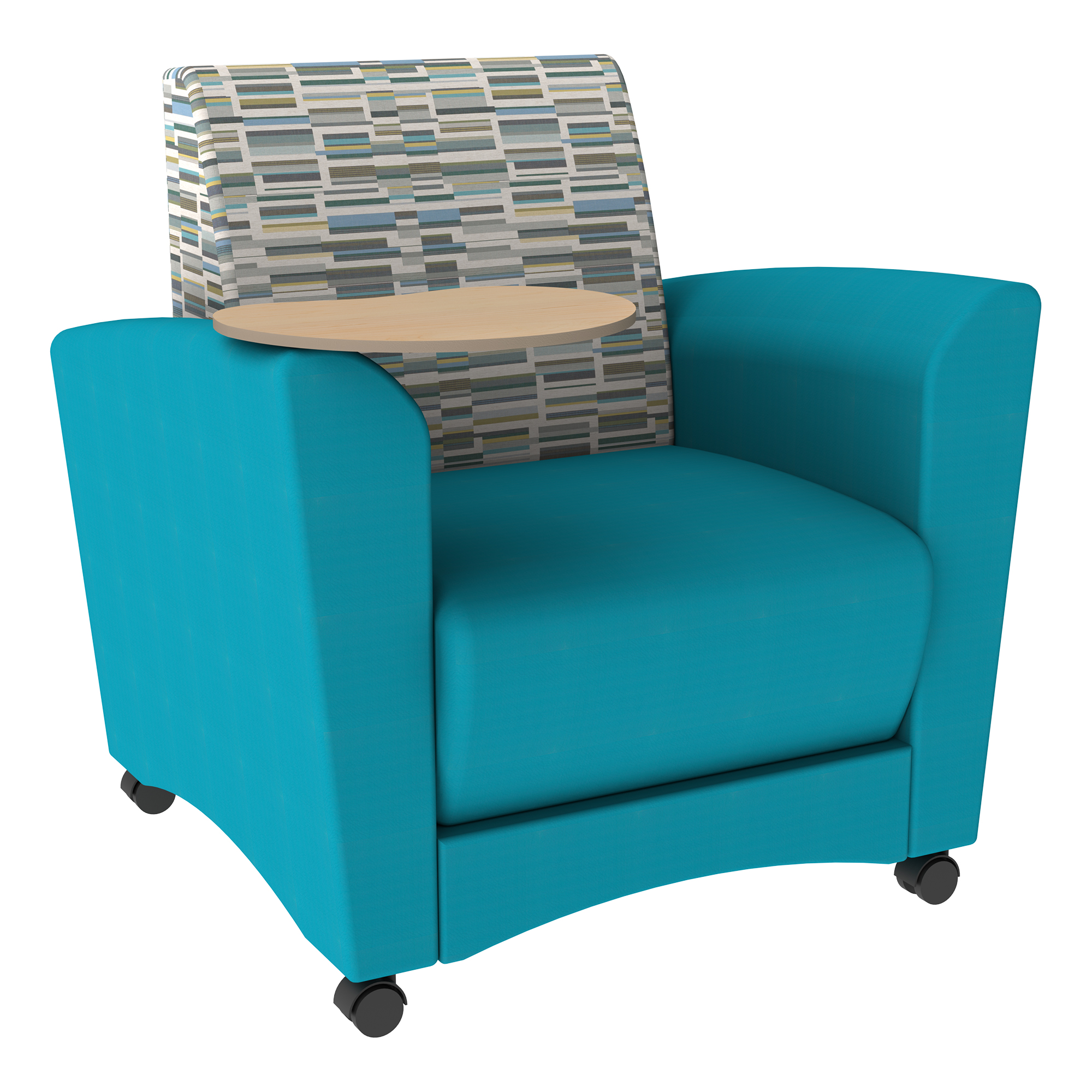 Shapes Series II Common Area Chair w/ Tablet Arm - Bandwidth Circuit/Teal w/ Maple Tablet