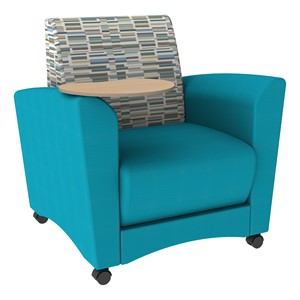 Shapes Series II Common Area Chair w/ Tablet Arm - Bandwidth Circuit/Teal w/ Maple Tablet