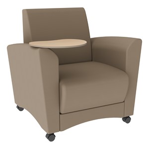 Shapes Series II Common Area Chair w/ Tablet Arm - Taupe Smooth Grain Vinyl & Maple Tablet