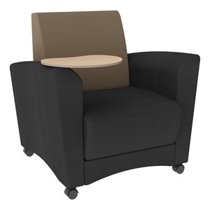 Shapes Series II Common Area Chair w/ Tablet Arm - Black w/ Taupe Back & Maple Tablet Arm
