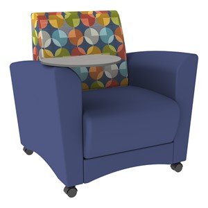 Shapes Series II Common Area Chair w/ Tablet Arm - Compass Sapphire/Navy w/ Cosmic Strandz Tablet