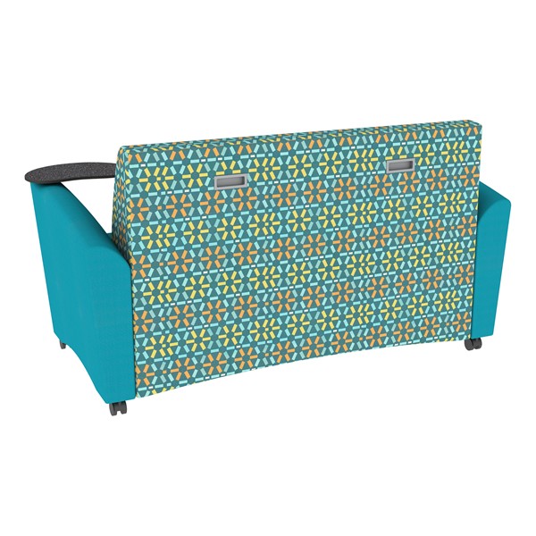 Shapes Series II Common Area Sofa w/ Tablet Arms (Grade 4 Material) - Atomic Baltic/Teal w/ Graphite Tablet Back