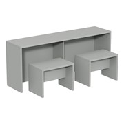 Single-Sided Trestle Table w/ Two Single-Seat Benches