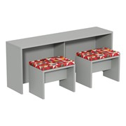 Single-Sided Trestle Table w/ Two Single-Seat Cushioned Benches