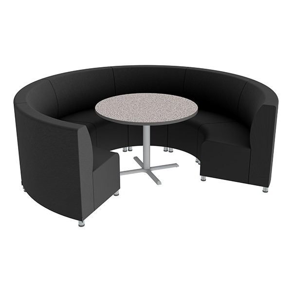 Shapes Series II Banquette Vinyl Soft Seating Set - Six Seating Pieces w/ CafÃ© Table - Black Seats w/ Gray Nebula Table