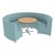 Shapes Series II Banquette Vinyl Soft Seating Set - Six Seating Pieces w/ Café Table - Blue Seats w/ Oak Table