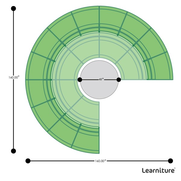 Shapes Series II Banquette Vinyl Soft Seating Set - 18-Piece Inner and Outer Curve Seating w/ CafÃ© Table - Grouped Footprint