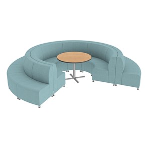 Shapes Series II Banquette Vinyl Soft Seating Set - 18-Piece Inner and Outer Curve Seating w/ Café Table