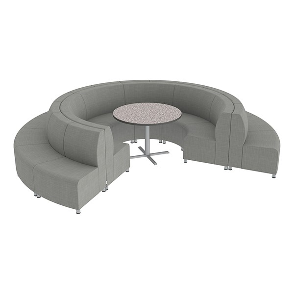 Shapes Series II Banquette Vinyl Soft Seating Set - 18-Piece Inner and Outer Curve Seating w/ CafÃ© Table - Gray Crosshatch Seats w/ Gray Nebula Table