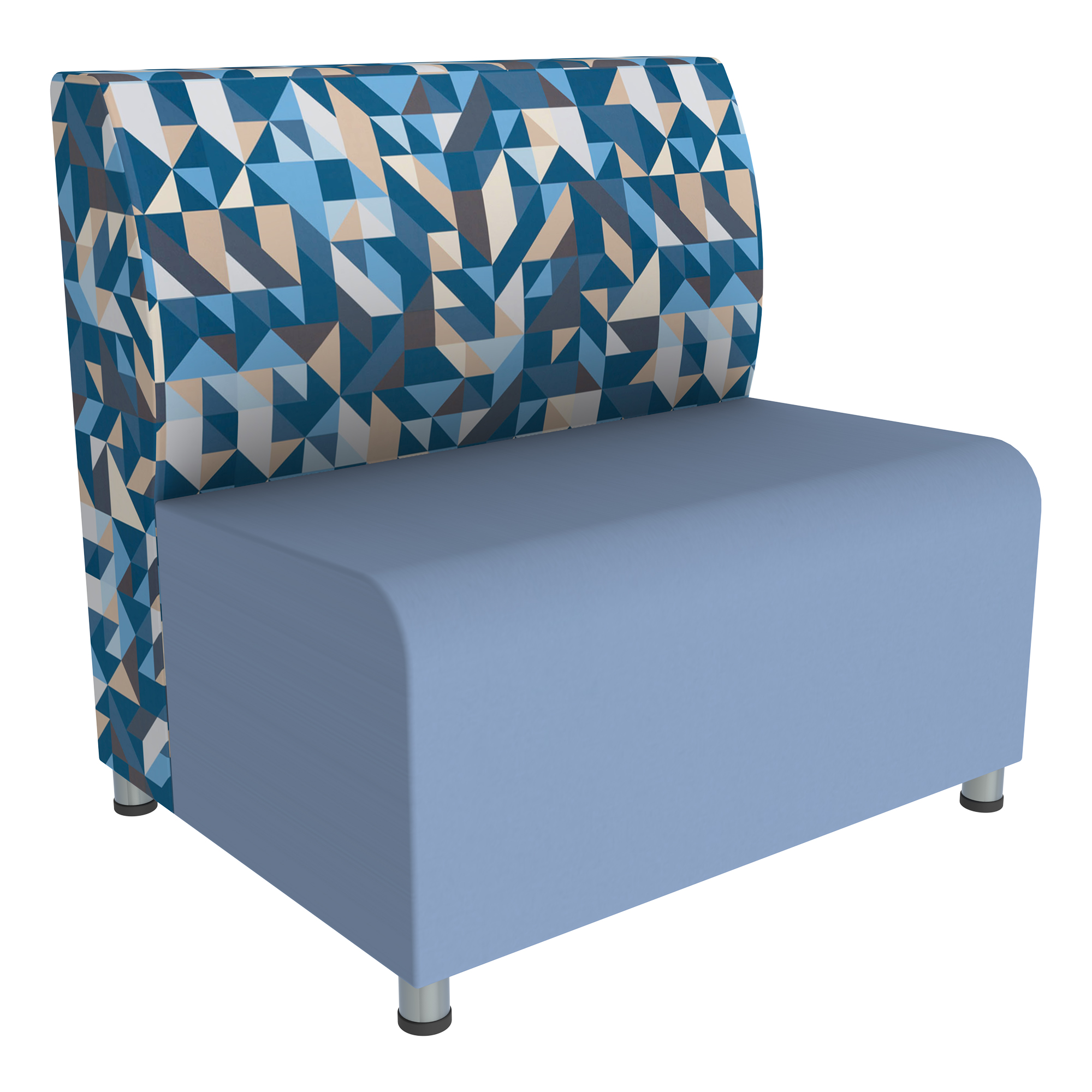 Shapes Series II Banquette Soft Seating - Rectangle - Angle Midnight/Powder Blue