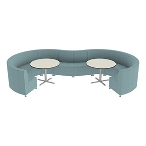 Shapes Series II Banquette Vinyl Soft Seating Set - 10-Piece Inner and Outer Curve Seating w/ Café Tables