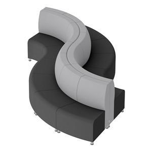 Shapes Series II Banquette Vinyl Soft Seating Set - Serpentine - Light Gray/Black