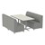 Shapes Series II Banquette Vinyl Soft Seating Set – Four-Piece Rectangle Seating w/ Rectangle Pedestal Café Table - Gray Crosshatch Seats w/ Crisp Linen Table