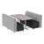 Shapes Series II Banquette Vinyl Soft Seating Set – Four-Piece Rectangle Seating w/ Rectangle Pedestal Café Table - Light Gray & Black Seats w/ Gray Nebula Table