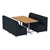 Shapes Series II Banquette Vinyl Soft Seating Set – Four-Piece Rectangle Seating w/ Rectangle Pedestal Café Table Navy Seats w/ Oak Table