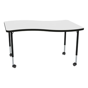 Structure Series Mobile Wave Collaborative Table w/ Whiteboard Top (48" W x 30" D) - Black Leg Finish