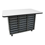 Shapes Series Triple-Wide Mobile Workstation w/ Whiteboard Top