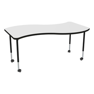 Structure Series Mobile Wave Collaborative Whiteboard Table - Black Leg Finish