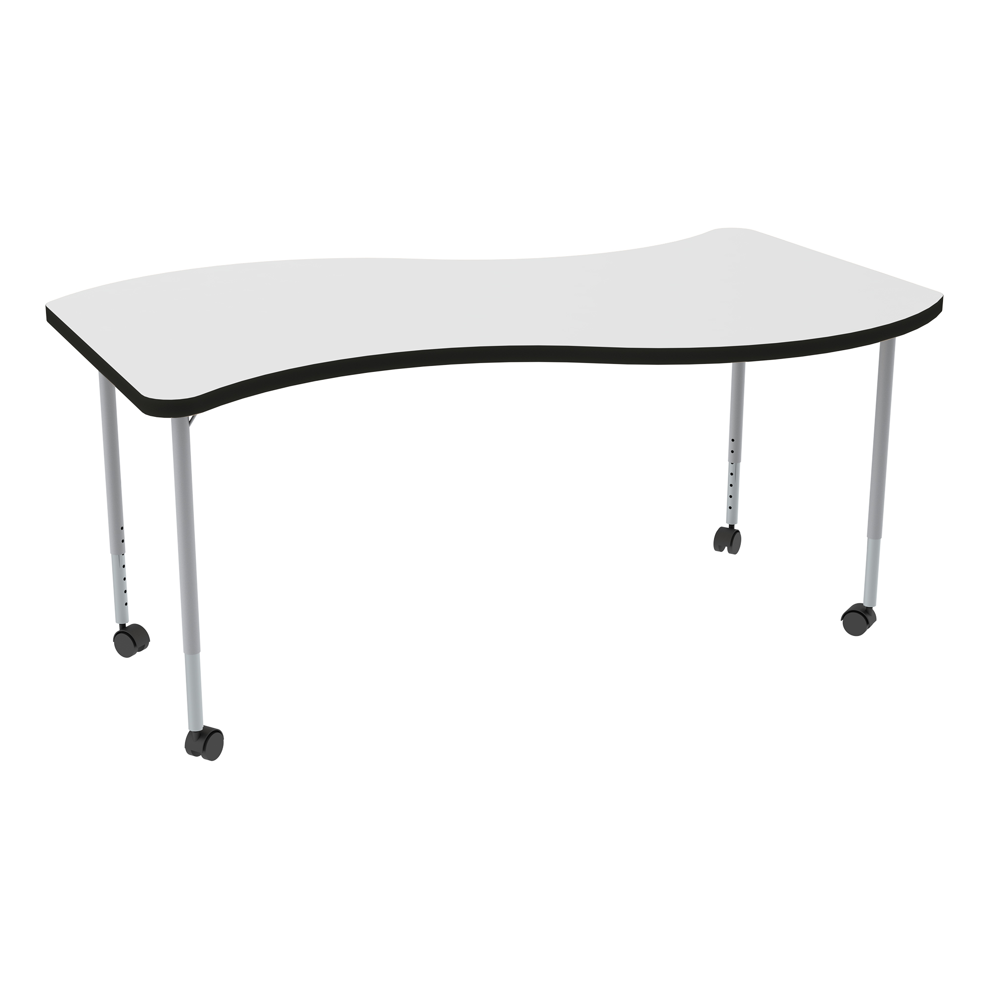 Structure Series Mobile Wave Collaborative Whiteboard Table - Silver Mist Leg Finish