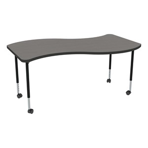 Structure Series Mobile Wave Collaborative Table w/ Laminate Top (60" W x 30" D) - Cosmic Strandz Top w/ Charcoal Edge & Black Legs