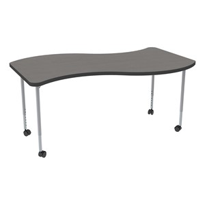 Structure Series Mobile Wave Collaborative Table w/ Laminate Top (60" W x 30" D) - Cosmic Strandz Top w/ Charcoal Edge & Silver Mist Legs