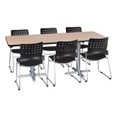 Rectangle Pedestal Café Table and Ballard Stack Café Chair Set