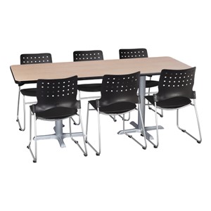 Rectangle Pedestal Café Table and Ballard Stack Café Chair Set