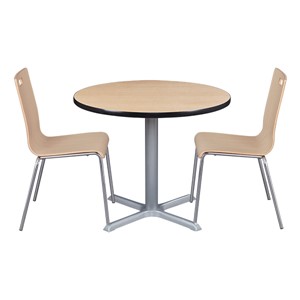 Round Pedestal Café Table and Bentwood Stack Café Chair Set