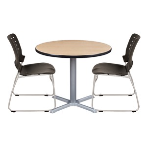 Round Pedestal Café Table and Ballard Stack Chair Set