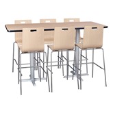 Rectangle Pedestal Bar-Height Café Table and Bentwood Stack Café Stool Set
