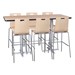 Rectangle Pedestal Stool-Height Café Table and Bentwood Stack Café Stool Set