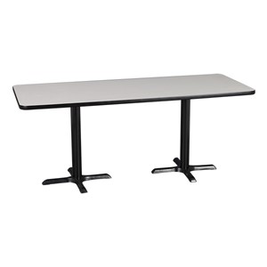 Rectangle Pedestal Cafe Table and Bentwood Café Stack Chair Set - Table - Gray nebula