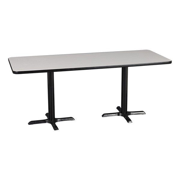 Rectangle Pedestal Cafe Table and Bentwood CafÃ© Stack Chair Set - Table - Gray nebula