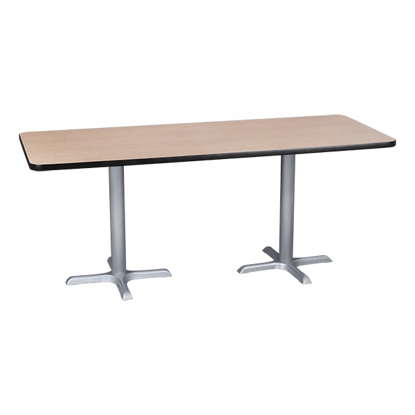 Rectangle Pedestal Cafe Table and Bentwood CafÃ© Stack Chair Set - Table - Natural oak