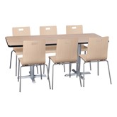 Rectangle Pedestal Café Table and Bentwood Café Stack Chair Set