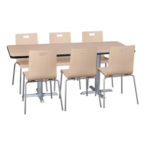 Rectangle Pedestal Cafe Table and Bentwood Café Stack Chair Set