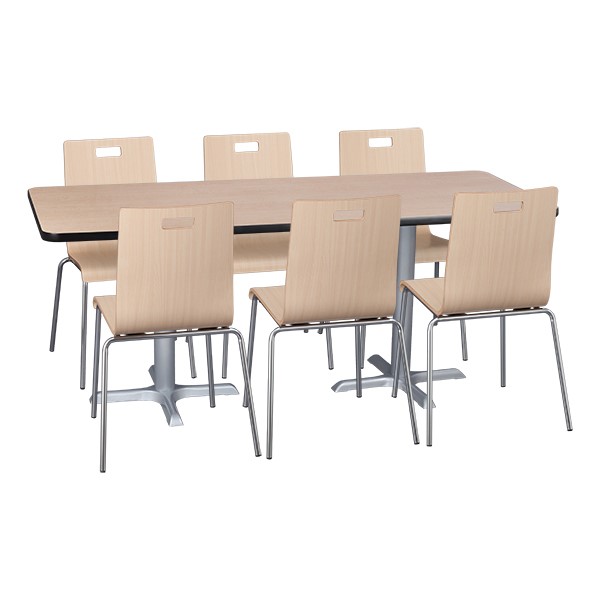 Rectangle Pedestal Cafe Table and Bentwood CafÃ© Stack Chair Set