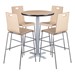 Round Pedestal Stool-Height Cafe Table and Bentwood Stack Cafe Stool Set