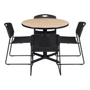 Round Pedestal Café Table and Heavy-Duty Stack Chair Set