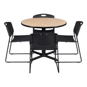 Round Pedestal Café Table and Heavy-Duty Stack Chair Set