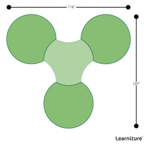 Structure Series Crescent & Cog Mobile Collaborative Table w/ Whiteboard Top Set - Grouped Footprint